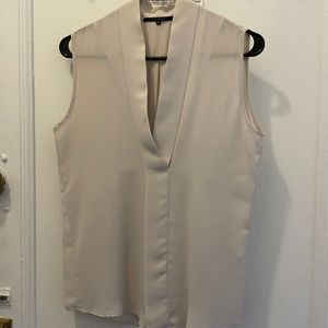 Tuzun Light Beige Size 38 Sleeveless Sheer Blouse